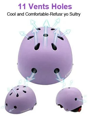 Kids Bike Helmet Adjustable Multi Sport Violet X4804
