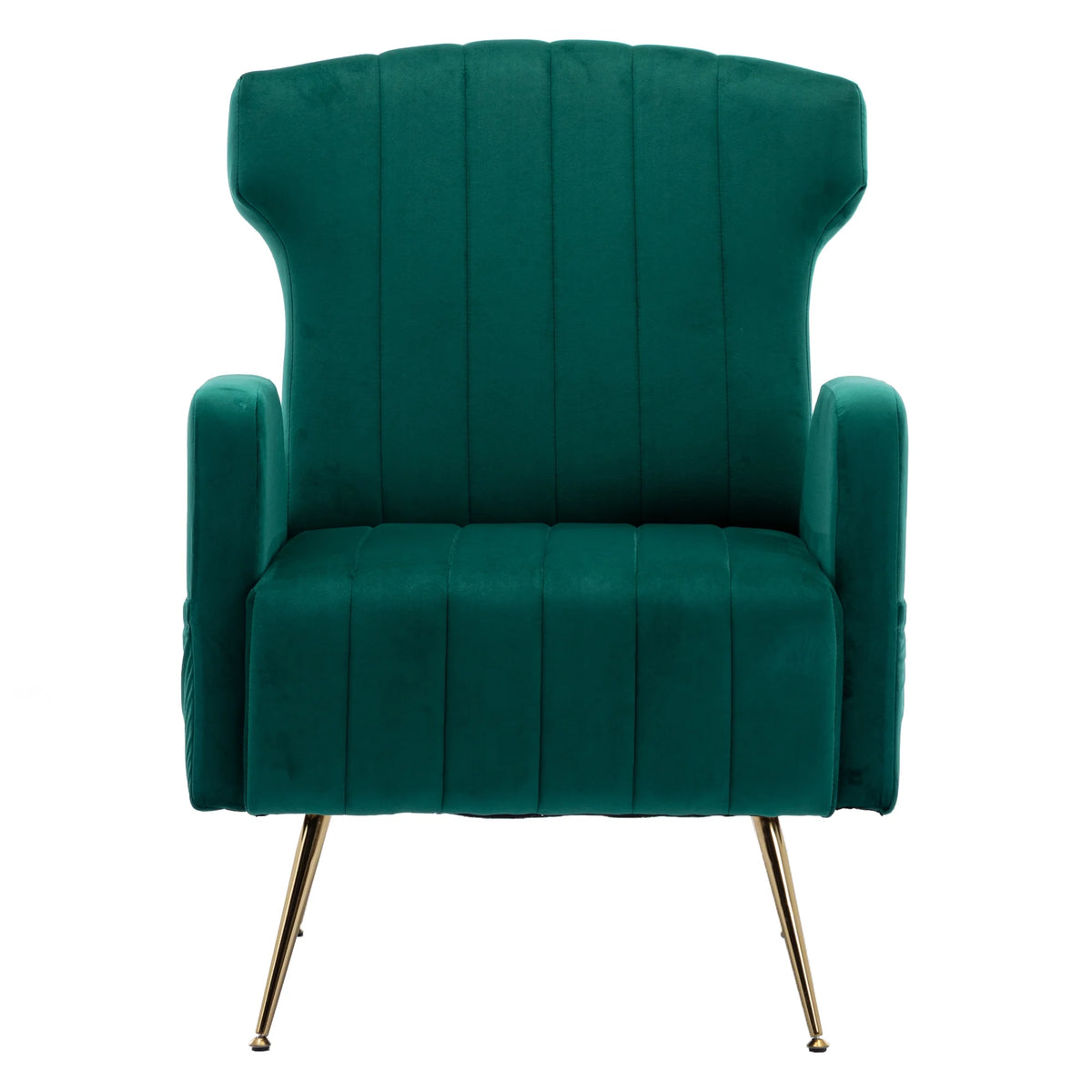 Green Velvet Wingback Accent Chair with Metal Legs W767104