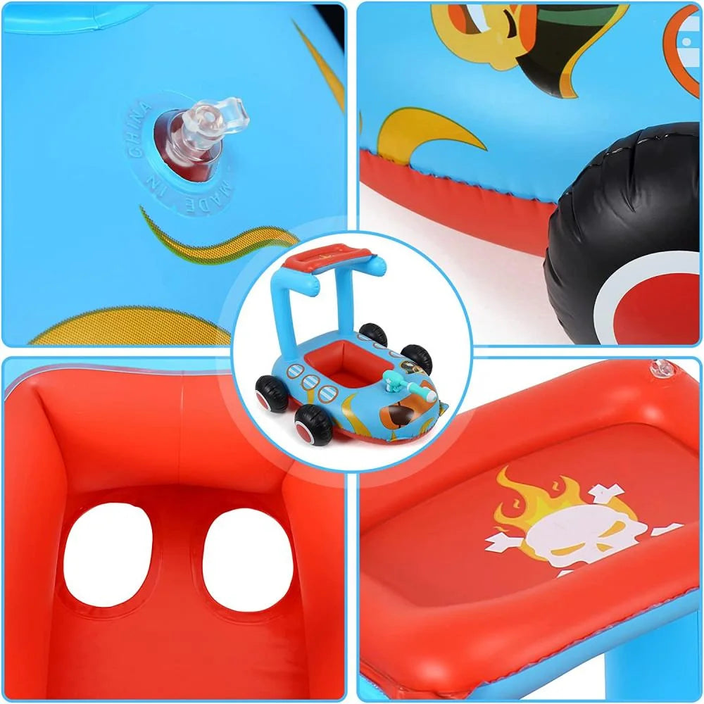 Toddlers Inflatable Pool Float Toys with Water Spray Gun Pirate Boat C4286