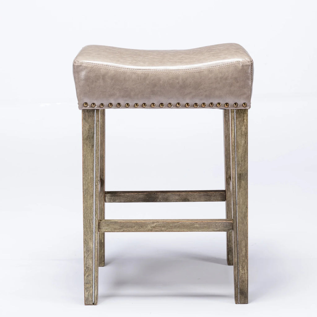 Gray Pu Leather Backless Bar Stools Set of 4 Y69232