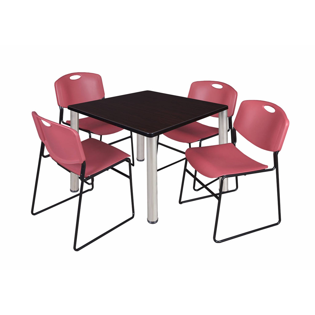 42x22 Square Breakroom Table with 4 Stack Chairs T757