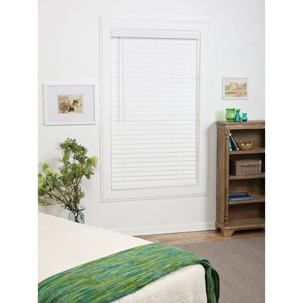 White Cordless Faux Wood Blinds I80905