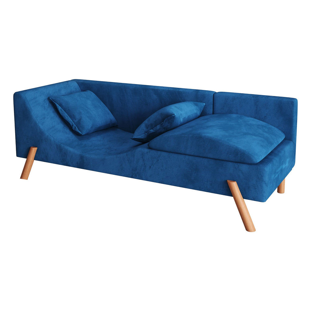 Modern Velvet Convertible Recliner Sofa with Ottoman F7774
