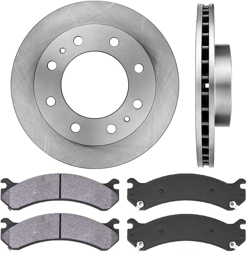 8 Lug Brake Disc Rotors with Metallic Brake Pads L15358