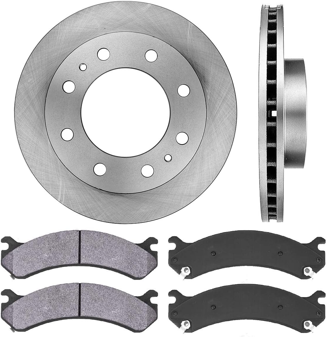 8 Lug Brake Disc Rotors with Metallic Brake Pads L15358