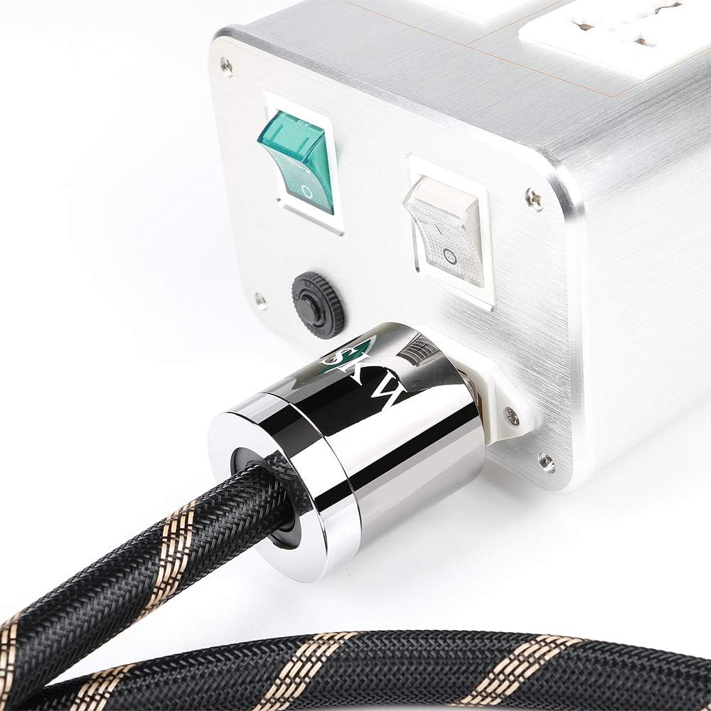 Upgrade Audiophile OCC Power Cord, Male to Female Power Cable, US Plug, Black, 6.5ft/2M N2815