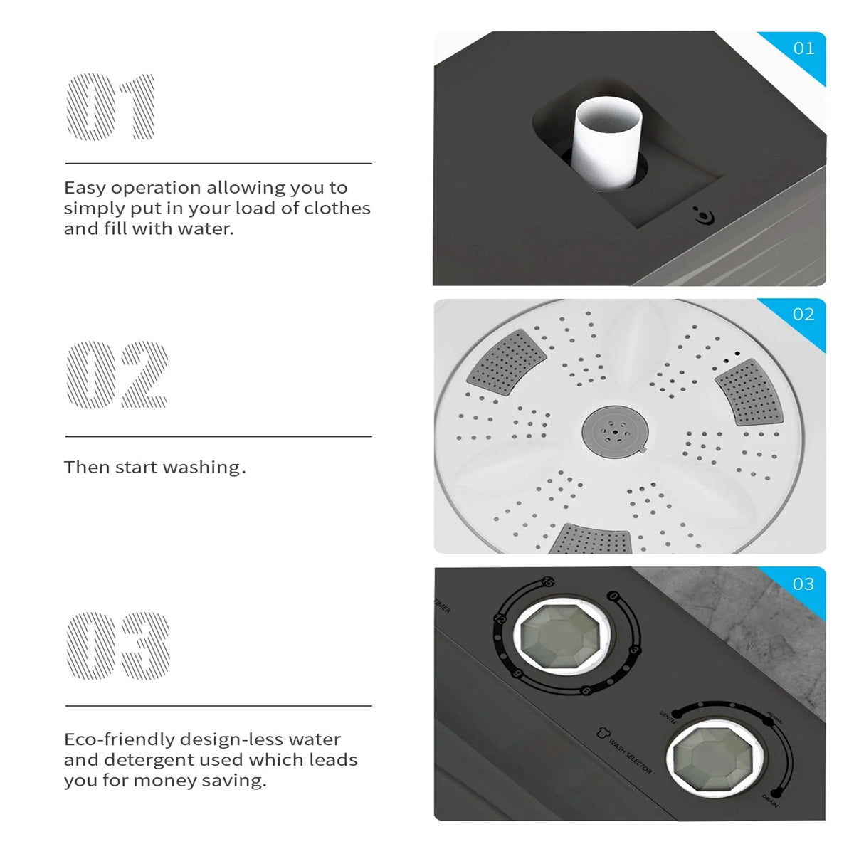 Portable 26Lbs Twin Tub Washing Machine with Gravity Drain Pump Z189