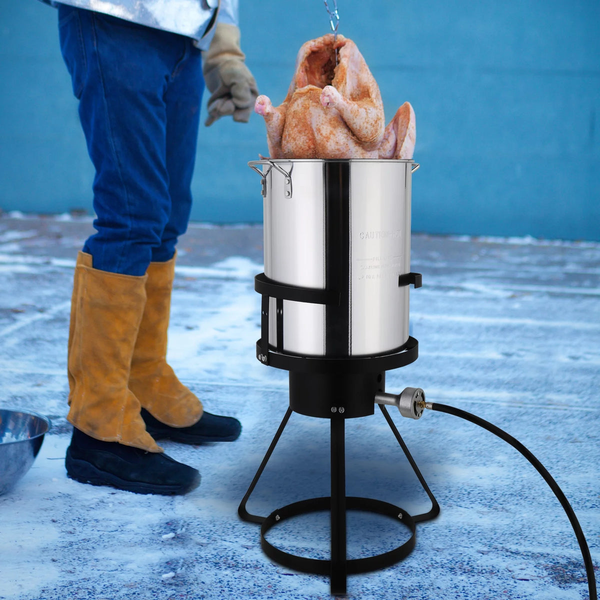 30qt Aluminum Turkey Fryer Pot with Thermometer K65507