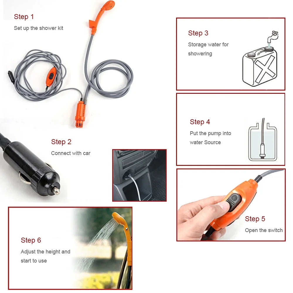 Folding Bucket Camping Shower Kit L443554