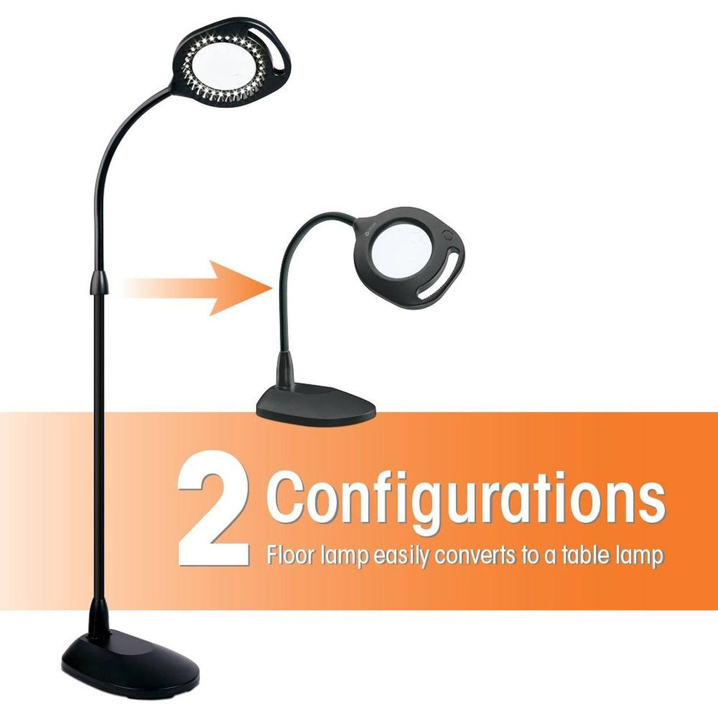 2-in-1 LED Magnifier Floor and Table Light Black A6383