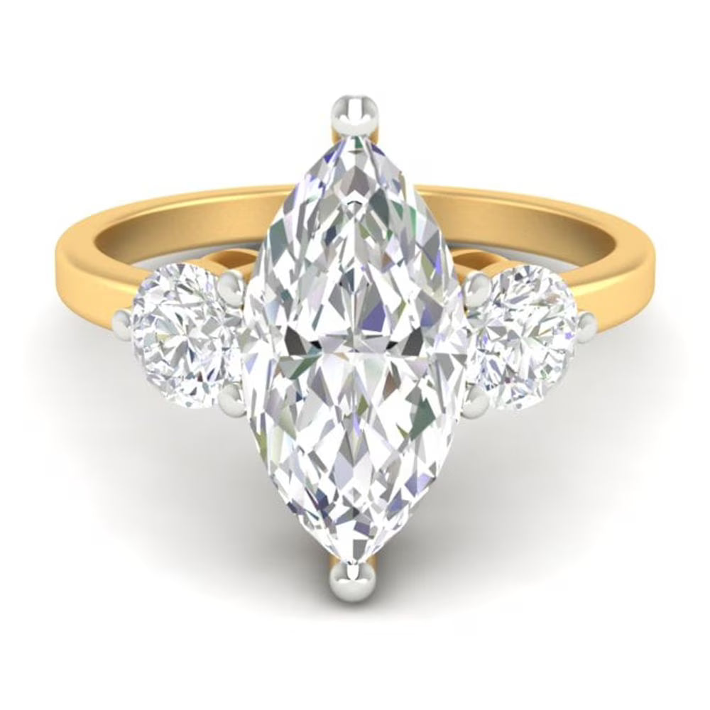 2Ct Marquise Cut Moissanite Engagement Ring 14K Yellow Gold Plated D768342
