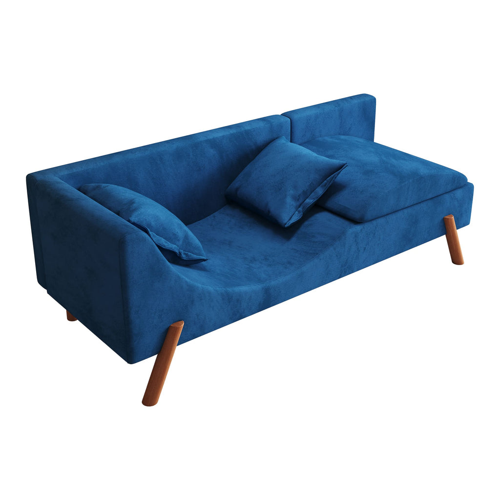Modern Velvet Convertible Recliner Sofa with Ottoman F7774
