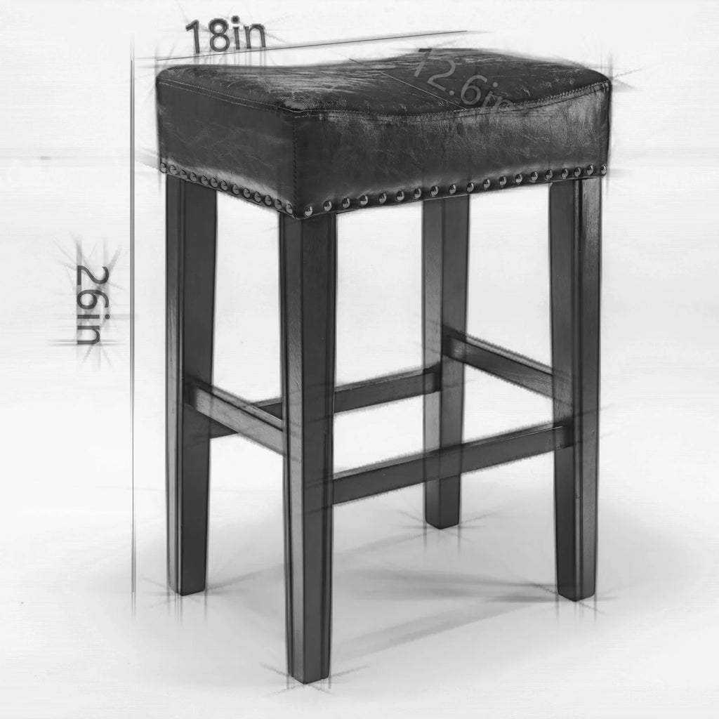 Gray Pu Leather Backless Bar Stools Set of 4 Y69232