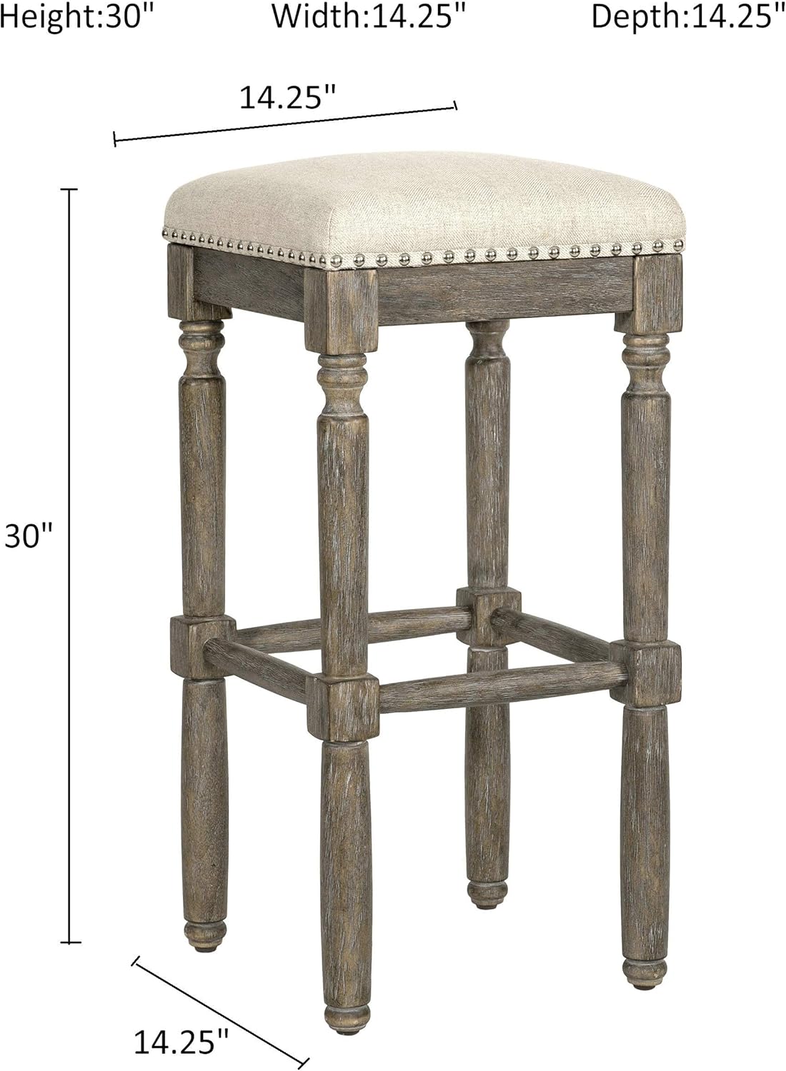 Kitchen Counter Barstool 30 Inch Seat Height Taupe Set of 2 P10801