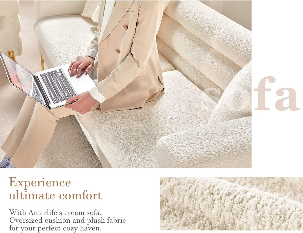 Oversize Bouclé 3 Seater Sofa X92441