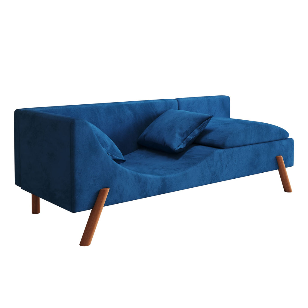 Modern Velvet Convertible Recliner Sofa with Ottoman F7774