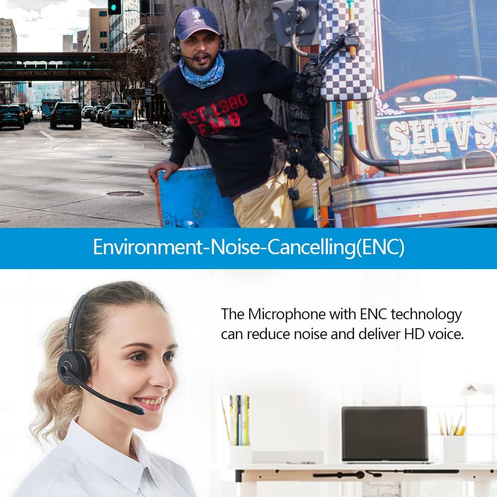 Bluetooth Headset with Noise-Cancelling Microphone Wireless Headphone Pack of 2 G224428
