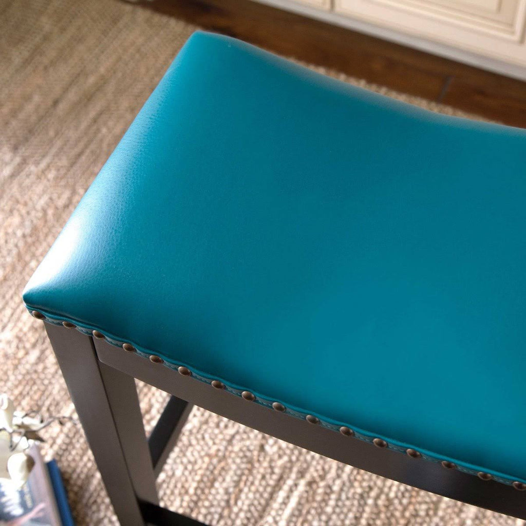 Teal Bonded Leather Counter Stool X148302