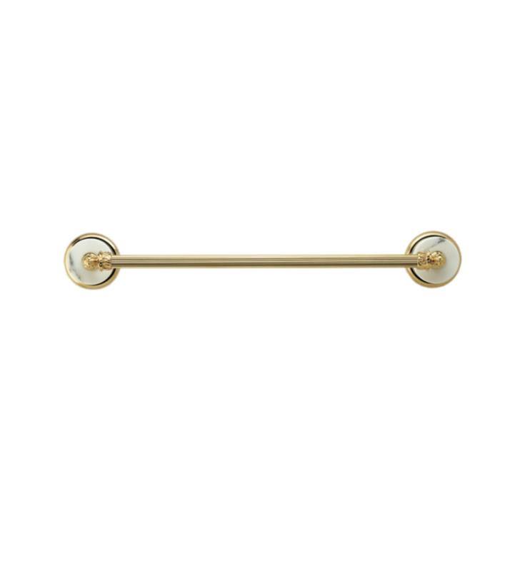 Satin Chrome Wall Mount Towel Bar with Black Marble Handles F584
