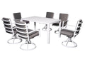 7 Piece Aluminum Outdoor Dining Set with 6 Swivel Chair Padded Cushion O143513