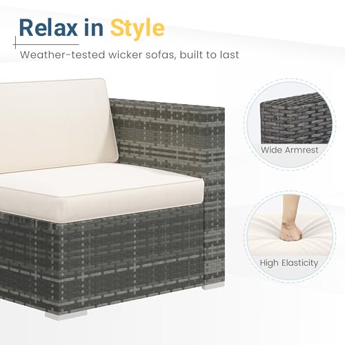 5 Piece Wicker Rattan Outdoor Patio Furniture Set with Cushions I86886