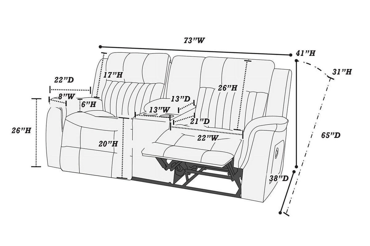 Slate Blue Leatherette Power Motion Reclining Sofa Set D79278