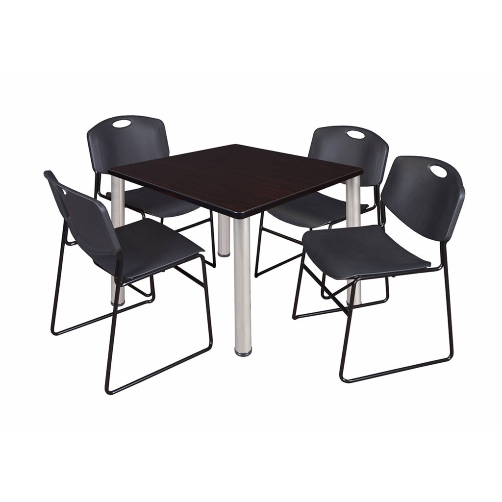 42x22 Square Breakroom Table with 4 Stack Chairs T757