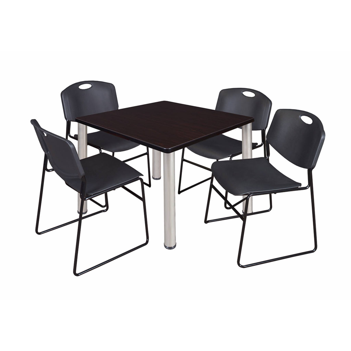 42x22 Square Breakroom Table with 4 Stack Chairs T757