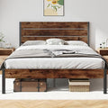 Rustic Brown Metal Full Bed Frame with Headboard and Footboard M22899