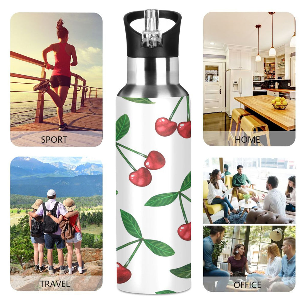 Stainless Steel Insulated Thermos Vacuum Flask Water Bottle with Straw Lid U772