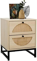 Rattan Nightstand Set of 2 Wood Side Table Brown B1679