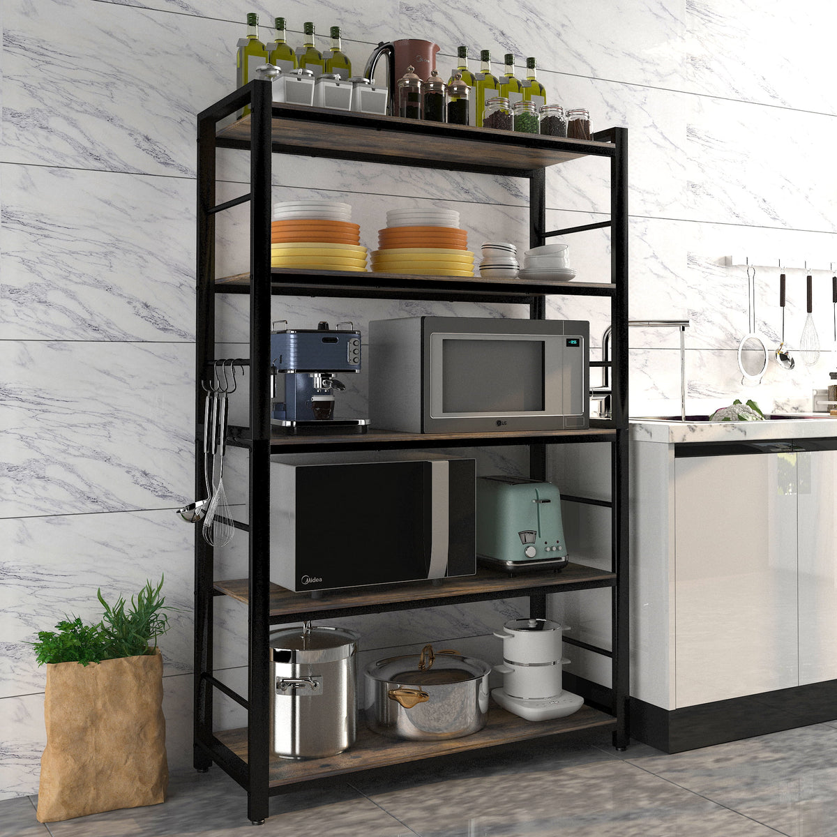 5 Tier Utility Storage Shelf with Hooks G65222