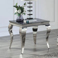 Black and Silver Glass Top End Table D88563