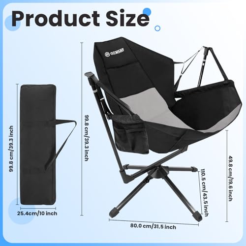 Black Gray Swivel Reclining Camping Chair D36600