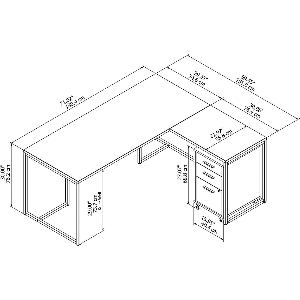 Natural Maple L Shaped Desk with Mobile File Cabinet H81319