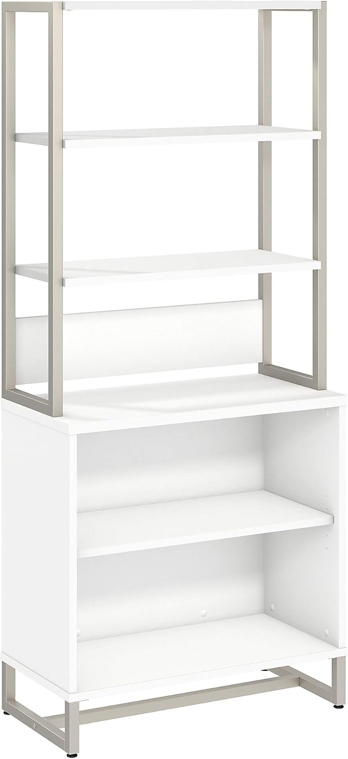 White Bookcase with Hutch R91311