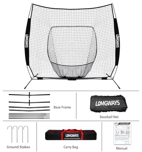 Baseball Softball Net with Steel Frame and Carry Bag E246940