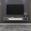 47.24 in Dark Gray Wall Mounted Wood TV Shelf with 3 Doors R542311