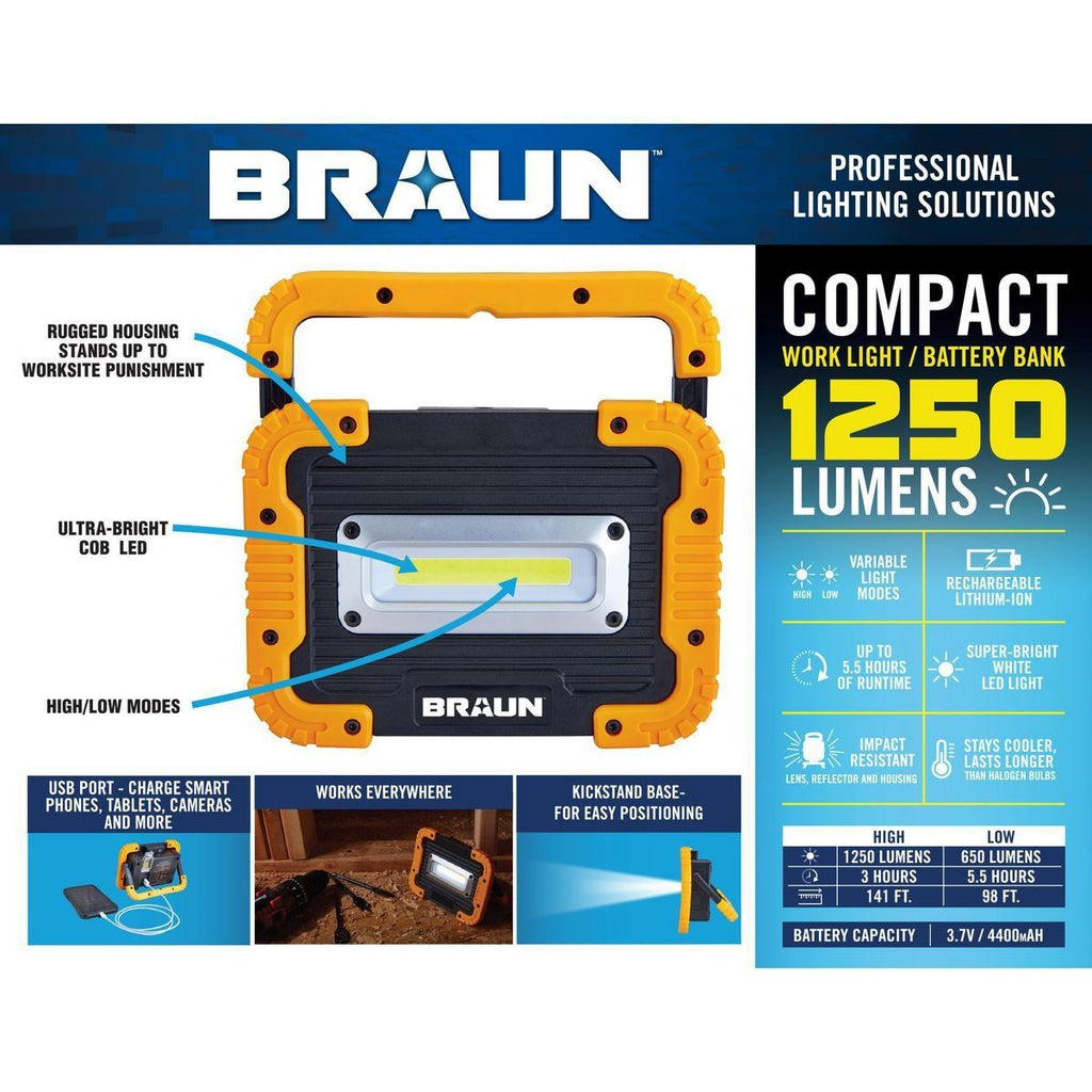 1250 Lumen LED Rechargeable Work Light L54051