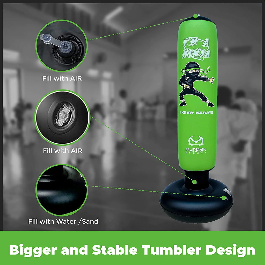 Free Standing Inflatable Kids Punching Bag Set with Air Pump & Boxing Gloves V4670