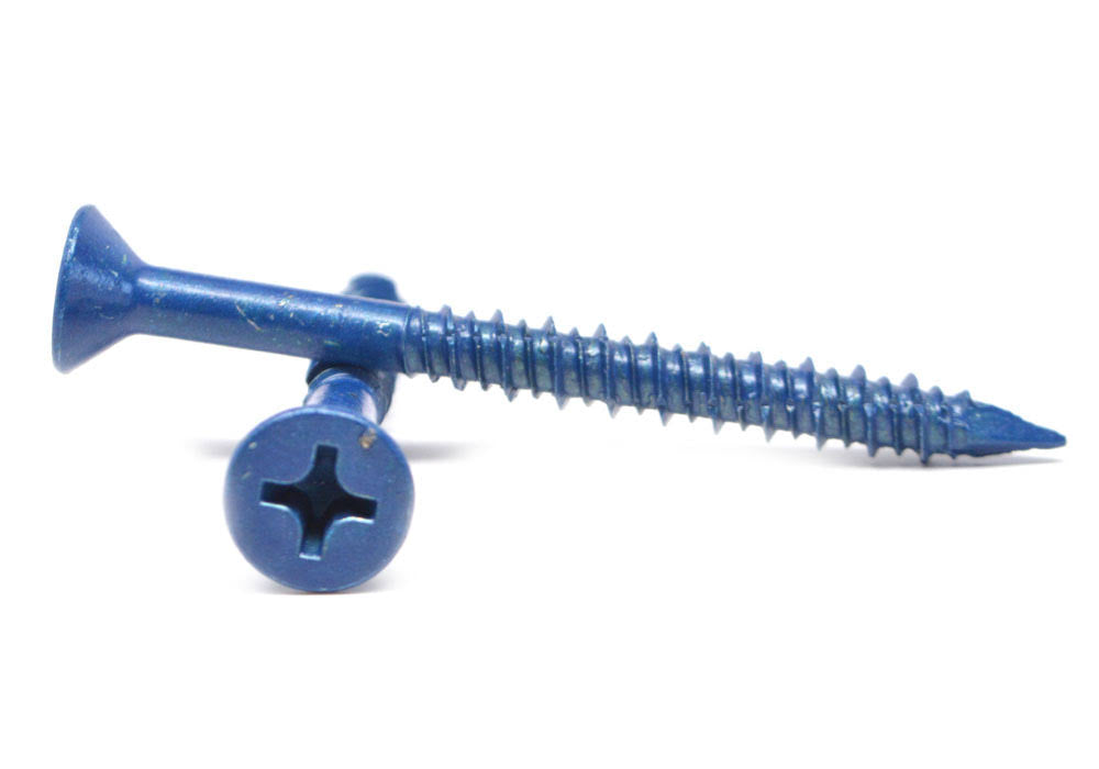 1/4x22 x 2 3/4x22 Concrete Screw Phillips Flat Head Low Carbon Steel Blue Polymer S615941