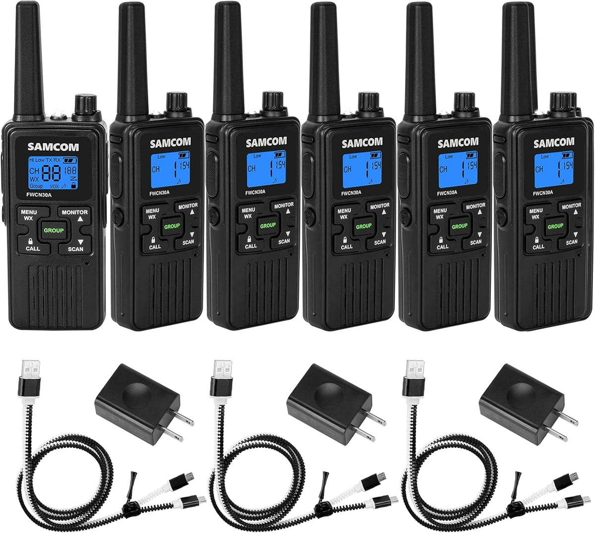 Rechargeable 2 Watt FRS Two-Way Radios with 22 Channel (2 Pcs Black) J183