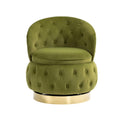 Olive Green Velvet Swivel Barrel Accent Chair V9406