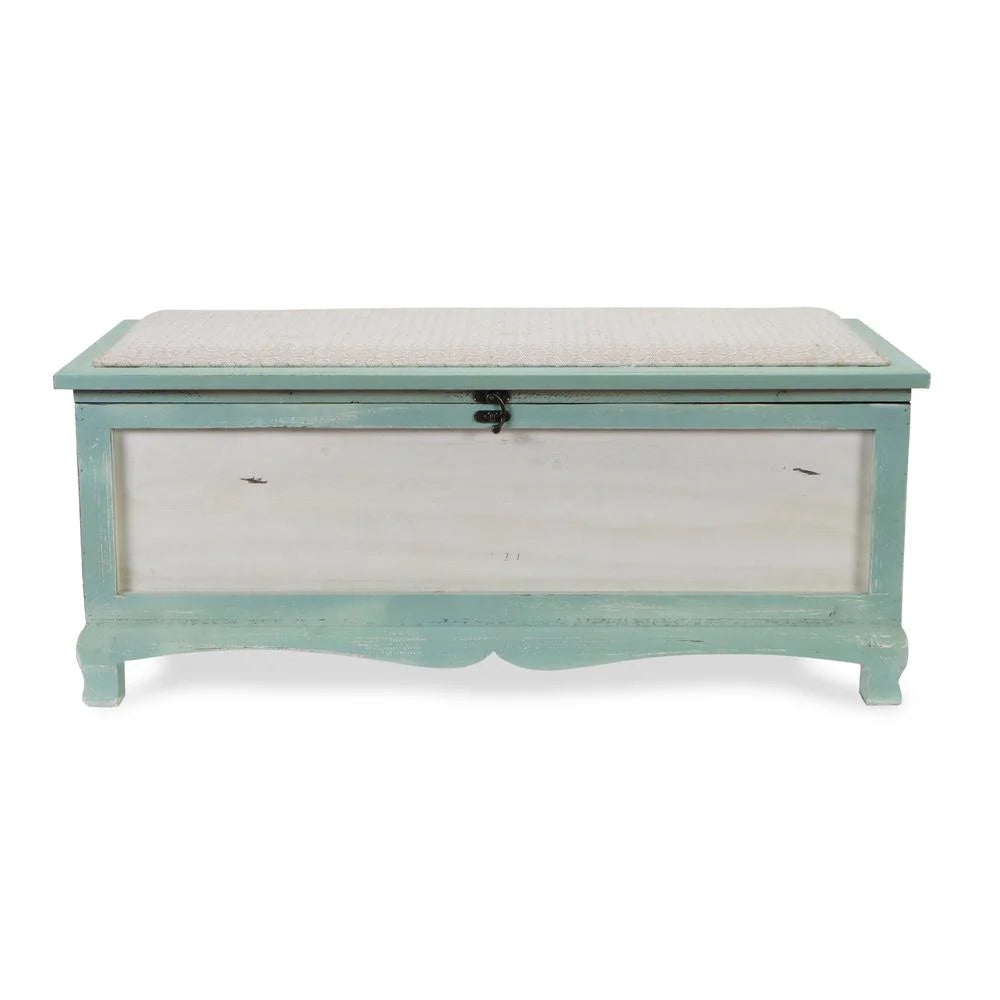 Shabby Bench Chest with Seat Cushion F916849