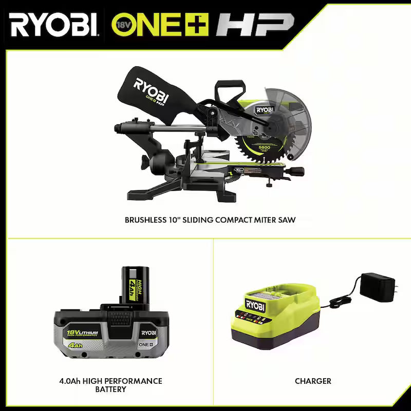 18V Brushless Cordless 10 in. Sliding Compound Miter Saw Kit with Battery and Charger W803107