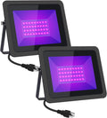 2 Pack IP65 Waterproof 60W UV LED Black Lights Flood Light with Plug L4846