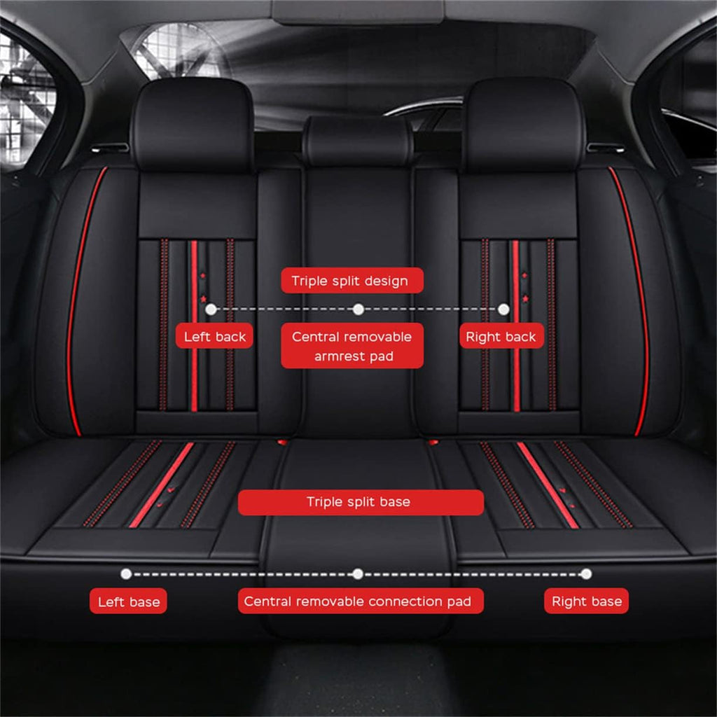 Waterproof PU Leather Car Seat Covers for Front and Rear Seats, Black G8457