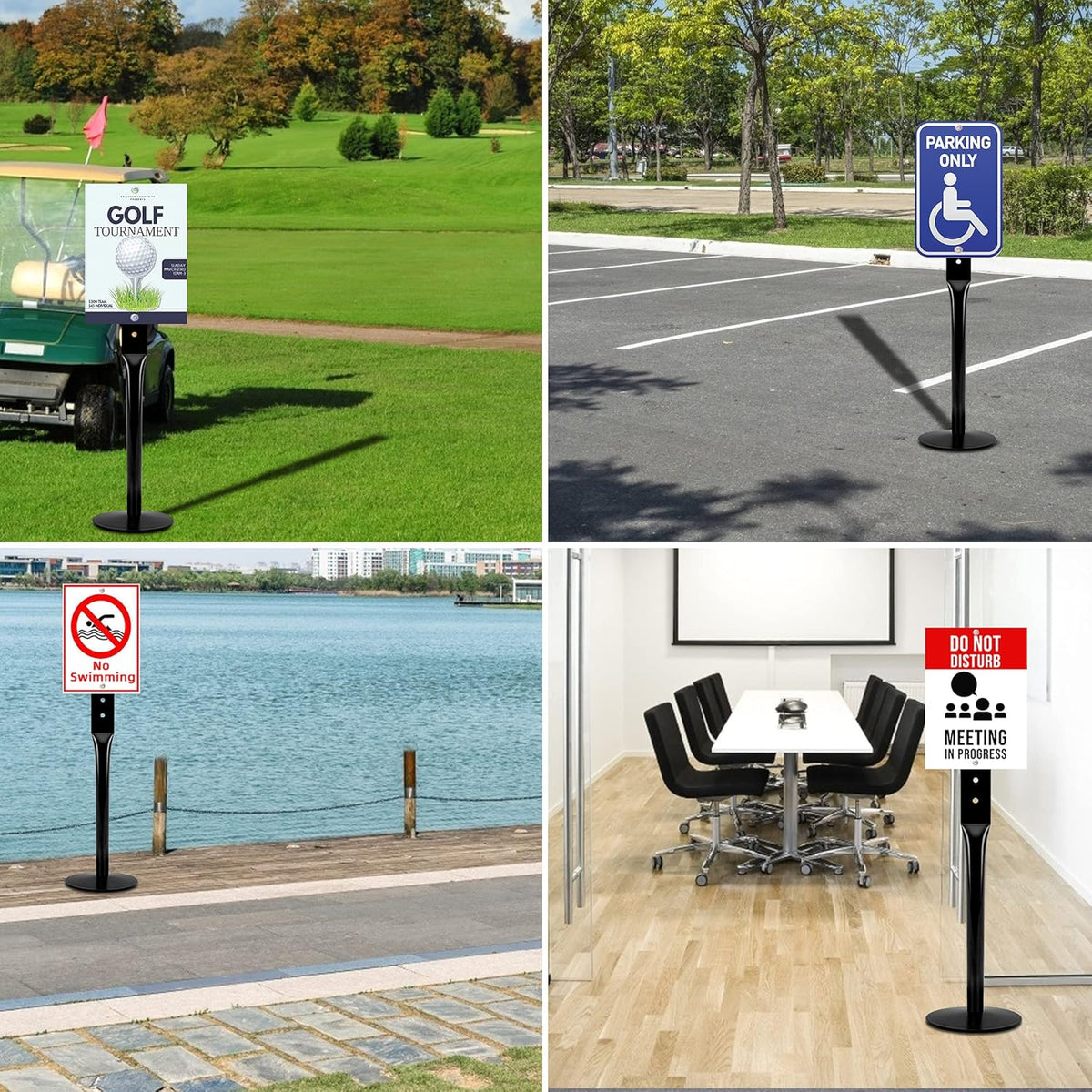 Heavy Duty Cast Iron Sign Base with 12 Diameter Bottom Round Base, 48 Movable Sign Stand Pack of 2 C928778