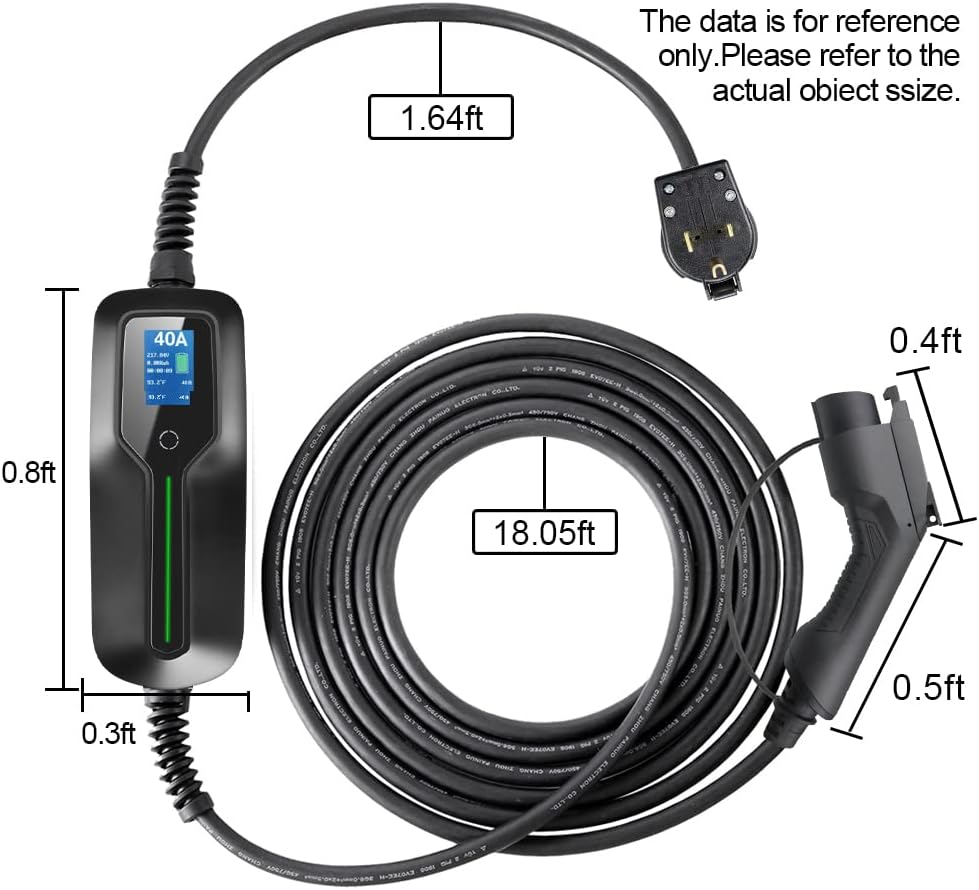 Level 2 EV Charger 40 Amp with NEMA 6-50 Plug 20 feet Cord 240V J1772 Portable Charging Cable R714