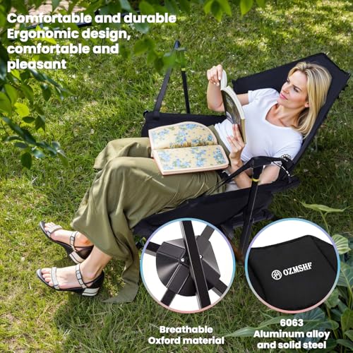 Black Gray Swivel Reclining Camping Chair D36600